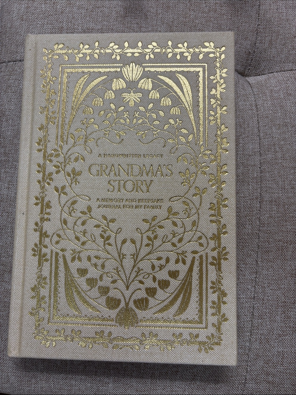 Grandma's Story Decorative Hardcover Book - Cream with Gold